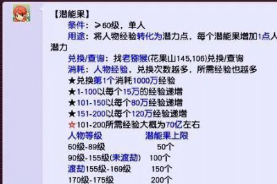 ​梦幻西游潜能果兑换攻略