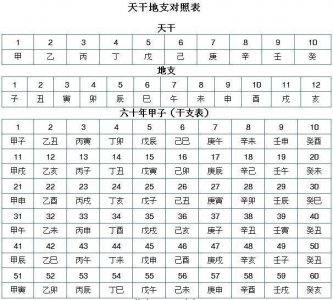 ​天干地支与数字对照表（天干地支对照表）