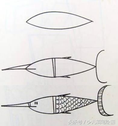 少儿简笔绘画 鱼的不同画法 带详细步骤 教小朋友画鱼