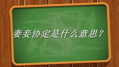 妻妾协定是什么意思？
