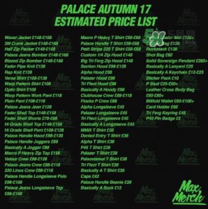 palace2017秋冬新品多少钱？palace新品价格表